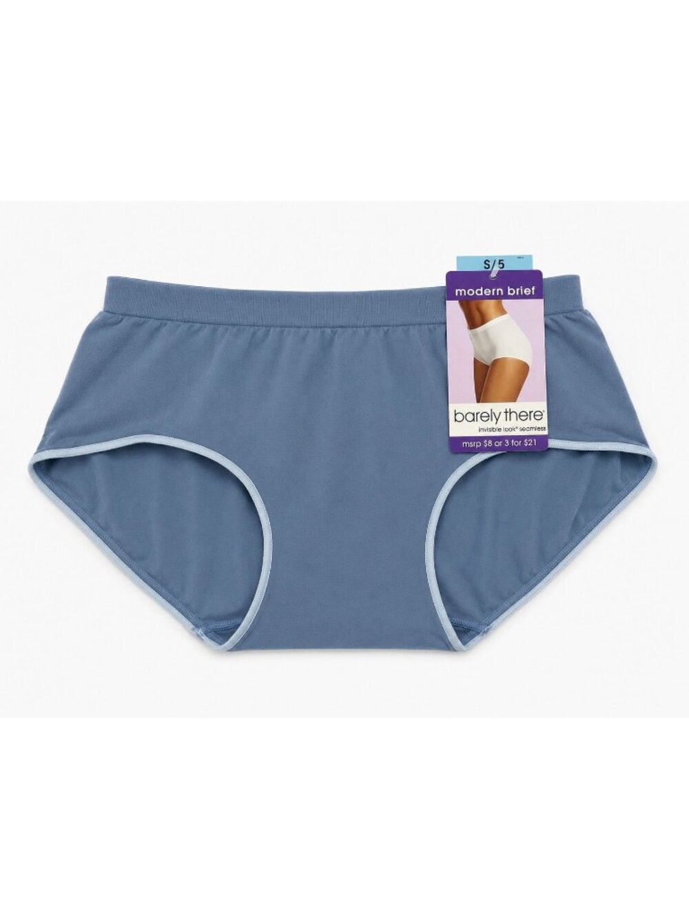 Barely There SMALL (5) Blue Modern Brief seamless Panty NEW Vintage Y2K 00s